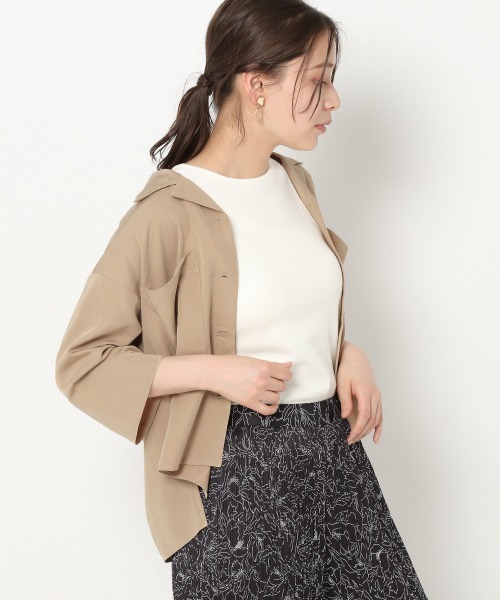 mysty woman(ミスティウーマン)の「開襟オーバーシャツ 943505(シャツ/ブラウス・レディース・ブラック/ベージュ/アイボリー・FREE)」の7枚目の写真