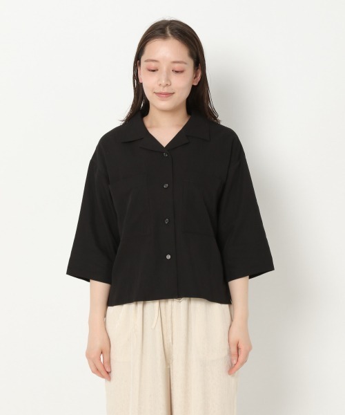 mysty woman(ミスティウーマン)の「開襟オーバーシャツ 943505(シャツ/ブラウス・レディース・ブラック/ベージュ/アイボリー・FREE)」の19枚目の写真