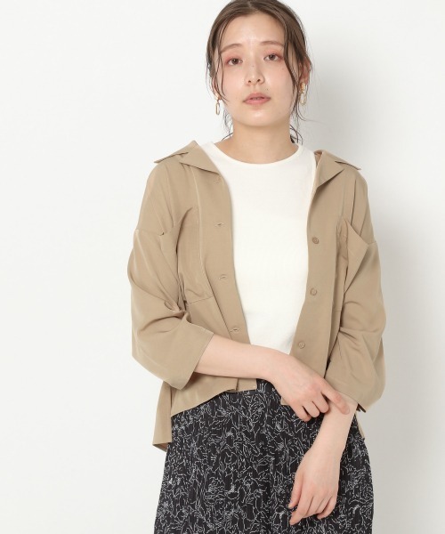 mysty woman(ミスティウーマン)の「開襟オーバーシャツ 943505(シャツ/ブラウス・レディース・ブラック/ベージュ/アイボリー・FREE)」の16枚目の写真