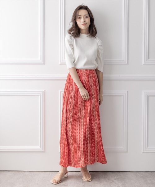 clear（クリア）の「エスニック柄プリーツスカート（スカート・レディース・レッド/オフホワイト/ブルー・F）」の13枚目の写真