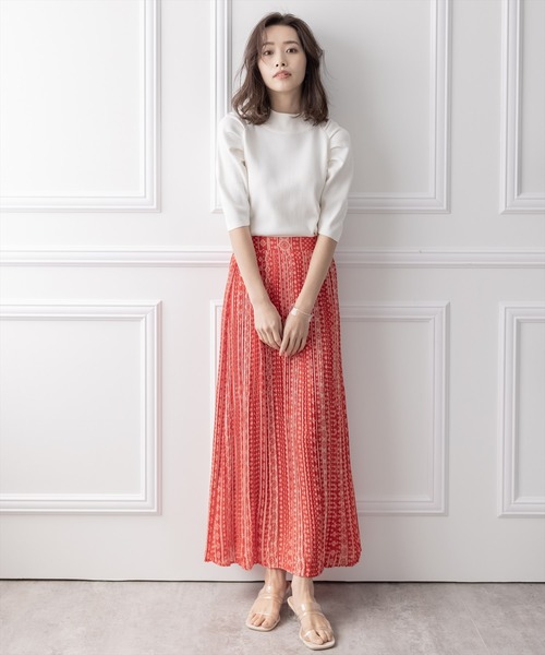 clear（クリア）の「エスニック柄プリーツスカート（スカート・レディース・レッド/オフホワイト/ブルー・F）」の16枚目の写真