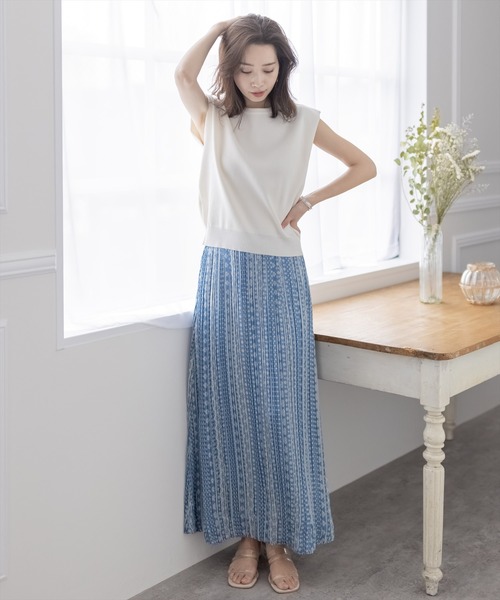 clear（クリア）の「エスニック柄プリーツスカート（スカート・レディース・レッド/オフホワイト/ブルー・F）」の18枚目の写真