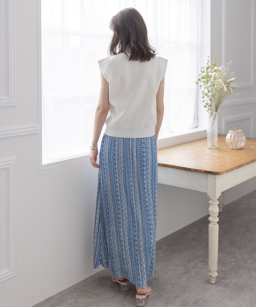 clear（クリア）の「エスニック柄プリーツスカート（スカート・レディース・レッド/オフホワイト/ブルー・F）」の9枚目の写真