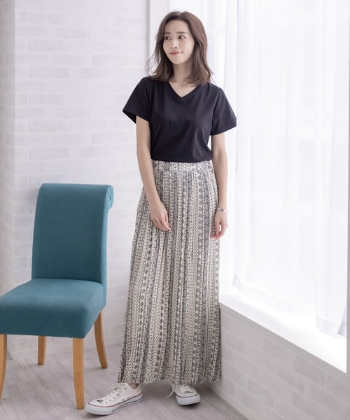 clear（クリア）の「エスニック柄プリーツスカート（スカート・レディース・レッド/オフホワイト/ブルー・F）」の4枚目の写真