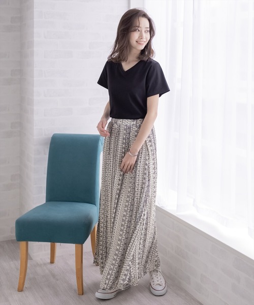 clear（クリア）の「エスニック柄プリーツスカート（スカート・レディース・レッド/オフホワイト/ブルー・F）」の8枚目の写真