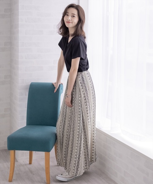 clear（クリア）の「エスニック柄プリーツスカート（スカート・レディース・レッド/オフホワイト/ブルー・F）」の12枚目の写真