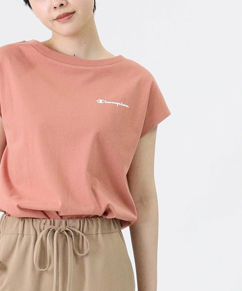 Champion（チャンピオン）の「【Champion】Ａラインフレンチスリーブ（Tシャツ/カットソー・レディース・ホワイト/ブラック/ブラウン/ピンク/オレンジ・M/L）」の5枚目の写真