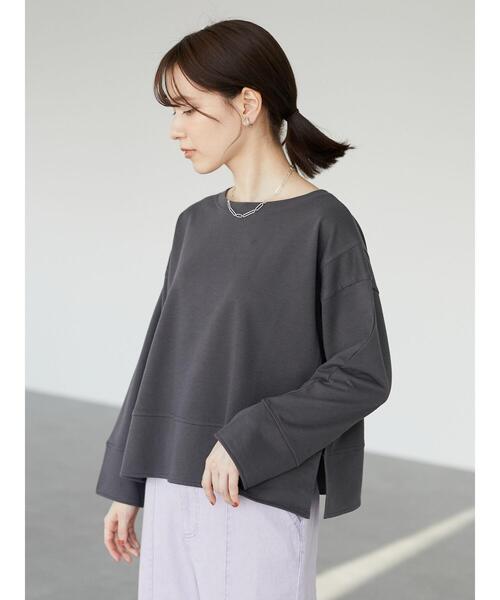 Green　Parks（グリーンパークス）の「ショート丈カットプルオーバー＊（Tシャツ/カットソー・レディース・チャコールグレー/グレー/オレンジ/ブルー・FREE）」の15枚目の写真