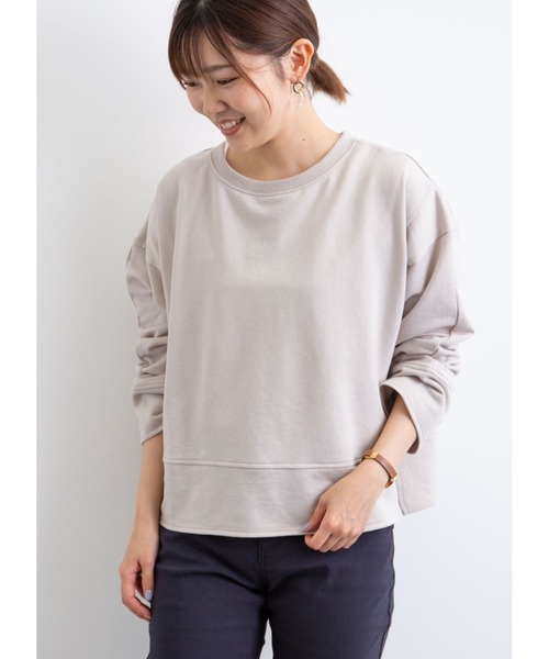 Green　Parks（グリーンパークス）の「ショート丈カットプルオーバー＊（Tシャツ/カットソー・レディース・チャコールグレー/グレー/オレンジ/ブルー・FREE）」の3枚目の写真