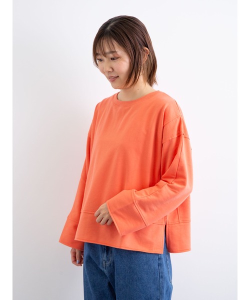 Green　Parks（グリーンパークス）の「ショート丈カットプルオーバー＊（Tシャツ/カットソー・レディース・チャコールグレー/グレー/オレンジ/ブルー・FREE）」の5枚目の写真