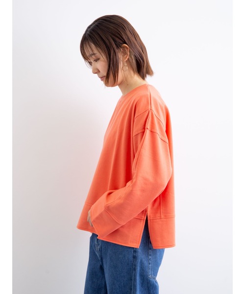 Green　Parks（グリーンパークス）の「ショート丈カットプルオーバー＊（Tシャツ/カットソー・レディース・チャコールグレー/グレー/オレンジ/ブルー・FREE）」の6枚目の写真