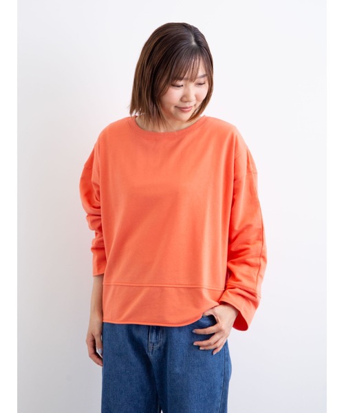 Green　Parks（グリーンパークス）の「ショート丈カットプルオーバー＊（Tシャツ/カットソー・レディース・チャコールグレー/グレー/オレンジ/ブルー・FREE）」の8枚目の写真