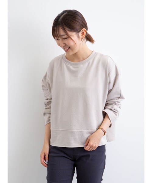 Green　Parks（グリーンパークス）の「ショート丈カットプルオーバー＊（Tシャツ/カットソー・レディース・チャコールグレー/グレー/オレンジ/ブルー・FREE）」の9枚目の写真