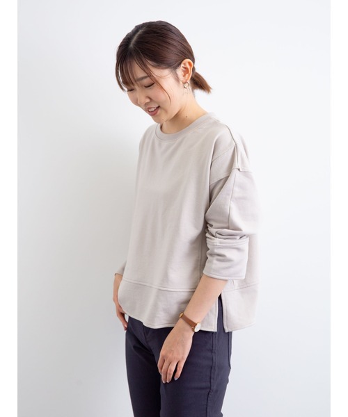 Green　Parks（グリーンパークス）の「ショート丈カットプルオーバー＊（Tシャツ/カットソー・レディース・チャコールグレー/グレー/オレンジ/ブルー・FREE）」の10枚目の写真