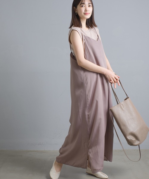 OMNES Another Edition（オムネス アナザーエディション）の「サテンキャミワンピース（ワンピース・レディース・ブラック/ミント/モカ・FREE）」の10枚目の写真