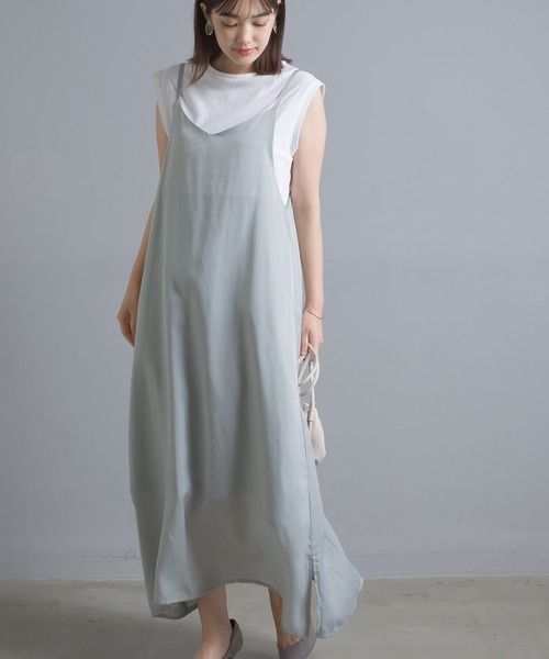 OMNES Another Edition（オムネス アナザーエディション）の「サテンキャミワンピース（ワンピース・レディース・ブラック/ミント/モカ・FREE）」の5枚目の写真