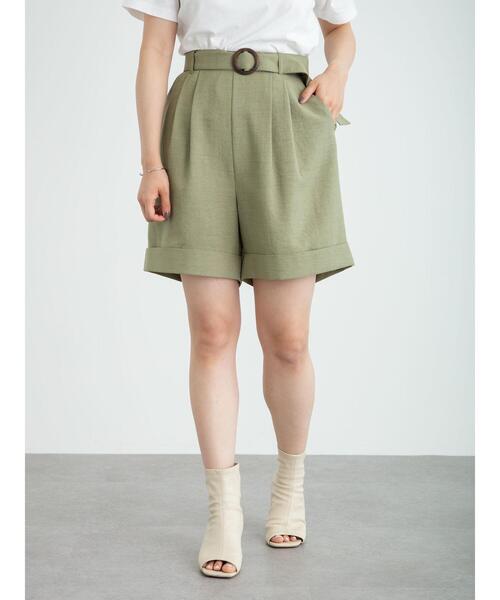 earth music&ecology（アースミュージックアンドエコロジー）の「ベルト付きショートパンツ　＊（その他パンツ・レディース・グリーン/ライトベージュ/ラベンダー・FREE）」の12枚目の写真