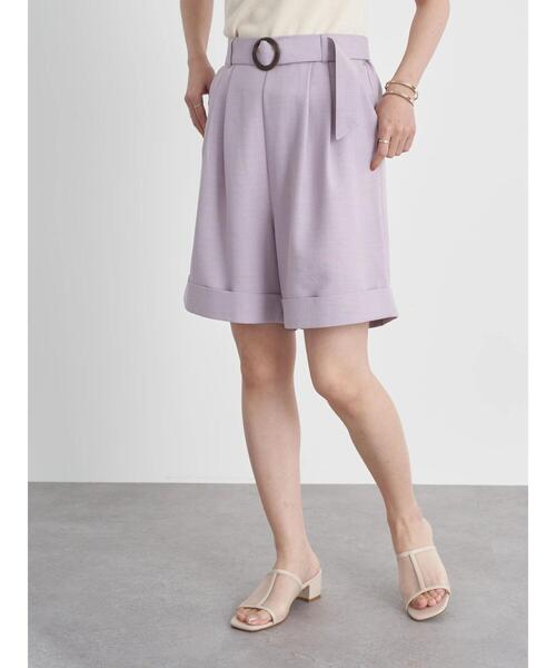 earth music&ecology（アースミュージックアンドエコロジー）の「ベルト付きショートパンツ　＊（その他パンツ・レディース・グリーン/ライトベージュ/ラベンダー・FREE）」の9枚目の写真