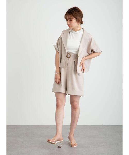 earth music&ecology（アースミュージックアンドエコロジー）の「ベルト付きショートパンツ　＊（その他パンツ・レディース・グリーン/ライトベージュ/ラベンダー・FREE）」の22枚目の写真