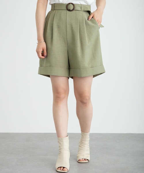 earth music&ecology（アースミュージックアンドエコロジー）の「ベルト付きショートパンツ　＊（その他パンツ・レディース・グリーン/ライトベージュ/ラベンダー・FREE）」の3枚目の写真