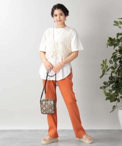 RAGEBLUE（レイジブルー）の「かぎ針編みニットベスト/956166（ベスト・レディース・ホワイト/ブラック・FREE）」の4枚目の写真