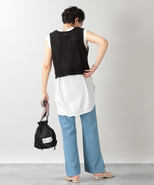 RAGEBLUE（レイジブルー）の「かぎ針編みニットベスト/956166（ベスト・レディース・ホワイト/ブラック・FREE）」の5枚目の写真