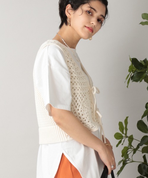 RAGEBLUE（レイジブルー）の「かぎ針編みニットベスト/956166（ベスト・レディース・ホワイト/ブラック・FREE）」の7枚目の写真