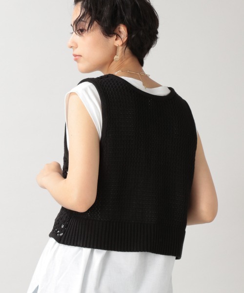 RAGEBLUE（レイジブルー）の「かぎ針編みニットベスト/956166（ベスト・レディース・ホワイト/ブラック・FREE）」の8枚目の写真