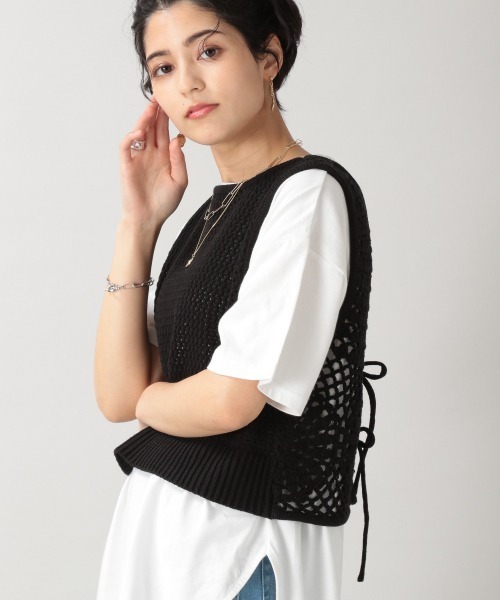 RAGEBLUE（レイジブルー）の「かぎ針編みニットベスト/956166（ベスト・レディース・ホワイト/ブラック・FREE）」の9枚目の写真