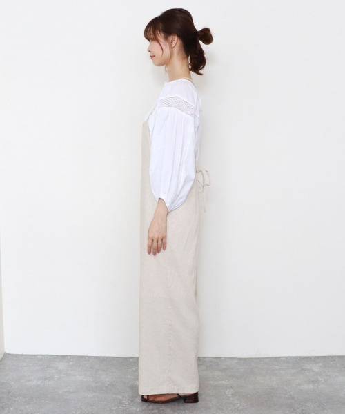 archives(アルシーヴ)の「麻調ロンパース(サロペット/オーバーオール・レディース・グレイッシュベージュ/アイボリー/ブラウン・MEDIUM)」の10枚目の写真