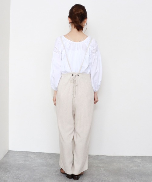 archives(アルシーヴ)の「麻調ロンパース(サロペット/オーバーオール・レディース・グレイッシュベージュ/アイボリー/ブラウン・MEDIUM)」の5枚目の写真