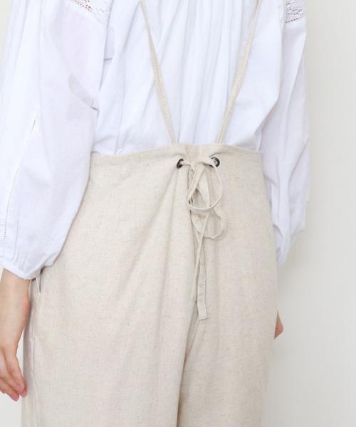 archives(アルシーヴ)の「麻調ロンパース(サロペット/オーバーオール・レディース・グレイッシュベージュ/アイボリー/ブラウン・MEDIUM)」の7枚目の写真