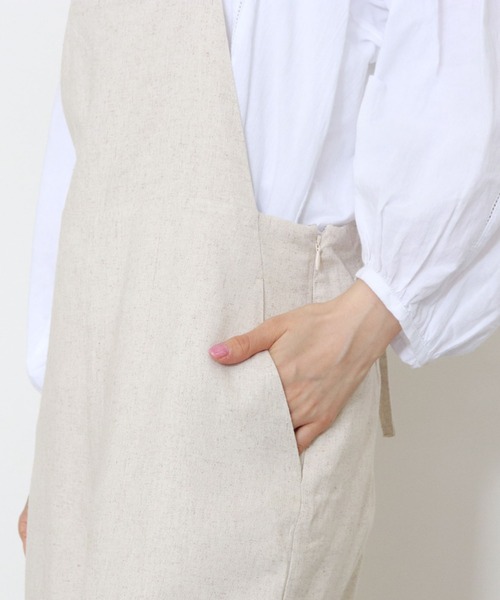 archives(アルシーヴ)の「麻調ロンパース(サロペット/オーバーオール・レディース・グレイッシュベージュ/アイボリー/ブラウン・MEDIUM)」の12枚目の写真