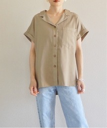 スラブツイルオープンカラーシャツ