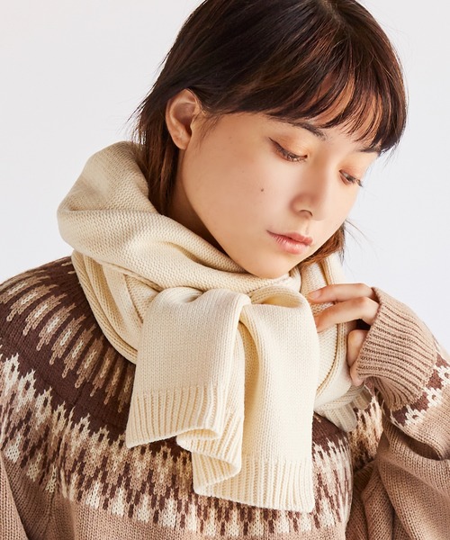 14+（イチヨンプラス）の「ニットマフラー（マフラー・レディース・ベージュ/グレー/オフホワイト/モカ・FREE）」の2枚目の写真