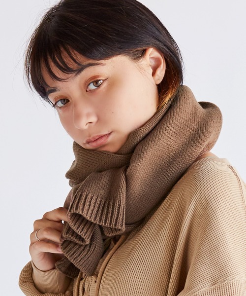 14+（イチヨンプラス）の「ニットマフラー（マフラー・レディース・ベージュ/グレー/オフホワイト/モカ・FREE）」の4枚目の写真