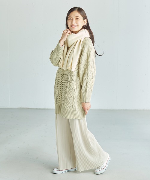 14+（イチヨンプラス）の「ニットマフラー（マフラー・レディース・ベージュ/グレー/オフホワイト/モカ・FREE）」の14枚目の写真