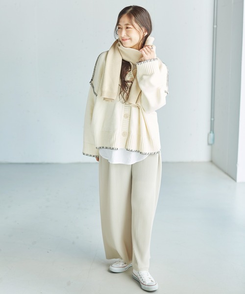 14+（イチヨンプラス）の「ニットマフラー（マフラー・レディース・ベージュ/グレー/オフホワイト/モカ・FREE）」の6枚目の写真