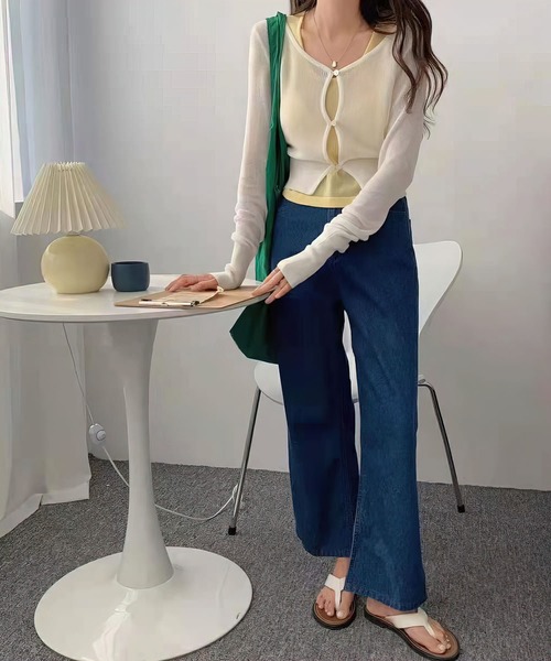 me+em select(ミームセレクト)の「ショートカラーカーデ&タンク アンサンブル2点セット(アンサンブル・レディース・ホワイト/ブラック/レッド/ピンク/イエロー/ブルー・FREE)」の7枚目の写真