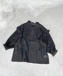 AS KNOW AS plus | ☆刺繍フリル5分袖シアーブラウス(シャツ/ブラウス)