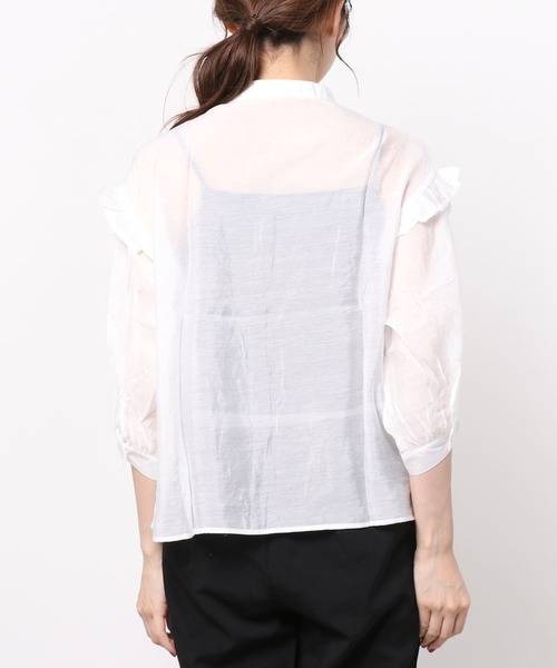 AS KNOW AS plus(アズノゥアズプラス)の「☆刺繍フリル5分袖シアーブラウス(シャツ/ブラウス・レディース・ホワイト/ブラック/グレイッシュベージュ・FREE)」の15枚目の写真