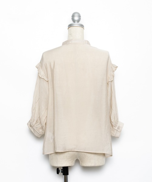 AS KNOW AS plus(アズノゥアズプラス)の「☆刺繍フリル5分袖シアーブラウス(シャツ/ブラウス・レディース・ホワイト/ブラック/グレイッシュベージュ・FREE)」の9枚目の写真