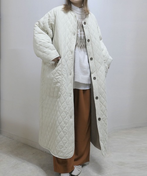 CORNERS（コーナーズ）の「キルティング×ボアリバーシブルロングコート（ダウンジャケット/コート・レディース・ブラック/アイボリー/ベージュ/カーキ・M）」の19枚目の写真