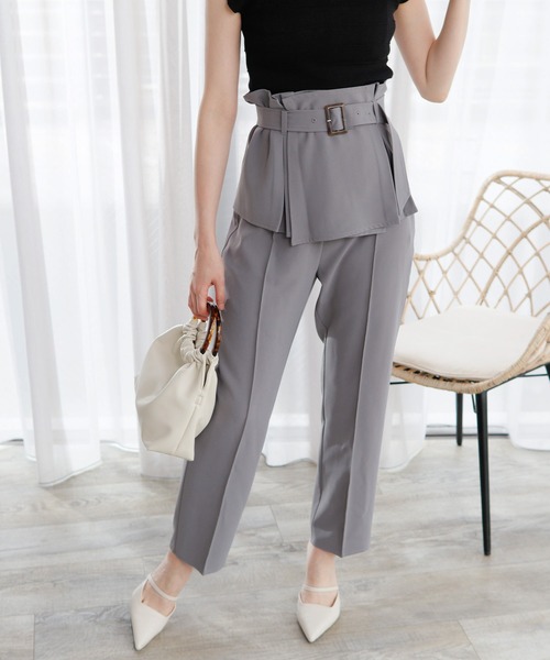 LIPSERVICE（リップサービス）の「ペプラムベルドテーパードパンツ（その他パンツ・レディース・ピンク/ブルー/アイボリー・S/M）」の2枚目の写真