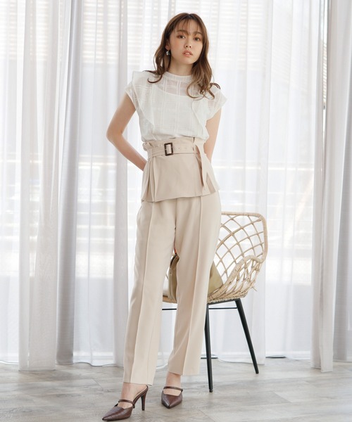 LIPSERVICE（リップサービス）の「ペプラムベルドテーパードパンツ（その他パンツ・レディース・ピンク/ブルー/アイボリー・S/M）」の9枚目の写真