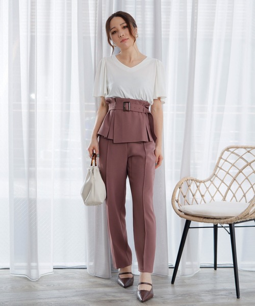 LIPSERVICE（リップサービス）の「ペプラムベルドテーパードパンツ（その他パンツ・レディース・ピンク/ブルー/アイボリー・S/M）」の8枚目の写真