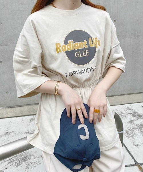 nemne store(ネンネストア)の「浜辺をかけるウェストシャーリングロゴTシャツ(Tシャツ/カットソー・レディース・ベージュ/オフホワイト/スミクロ/カーキ・フリー)」の3枚目の写真
