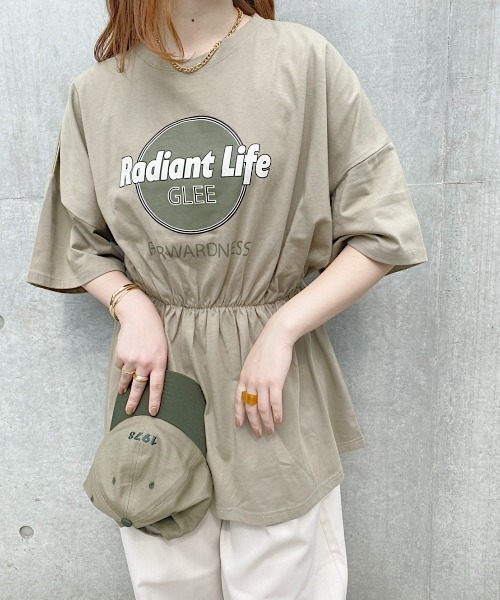 nemne store(ネンネストア)の「浜辺をかけるウェストシャーリングロゴTシャツ(Tシャツ/カットソー・レディース・ベージュ/オフホワイト/スミクロ/カーキ・フリー)」の14枚目の写真
