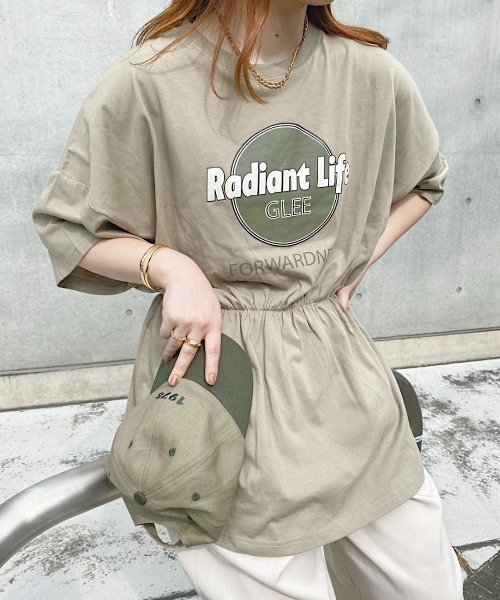 nemne store(ネンネストア)の「浜辺をかけるウェストシャーリングロゴTシャツ(Tシャツ/カットソー・レディース・ベージュ/オフホワイト/スミクロ/カーキ・フリー)」の8枚目の写真