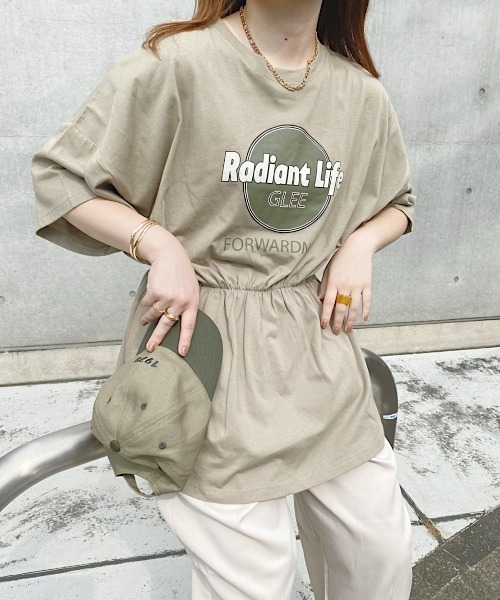 nemne store(ネンネストア)の「浜辺をかけるウェストシャーリングロゴTシャツ(Tシャツ/カットソー・レディース・ベージュ/オフホワイト/スミクロ/カーキ・フリー)」の18枚目の写真